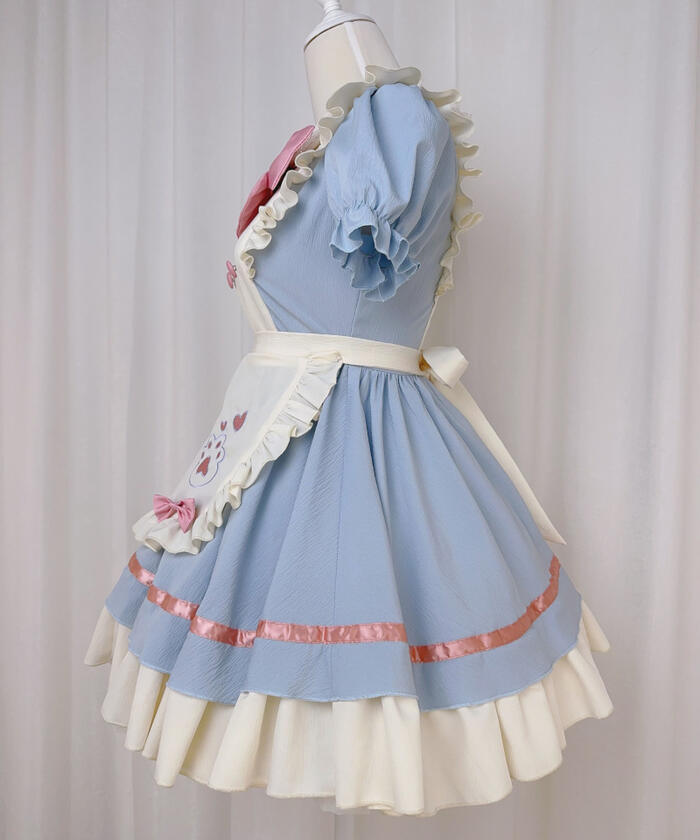 楽天市場】メイド服 メイド ドレス ワンピース エプロン リボン セット