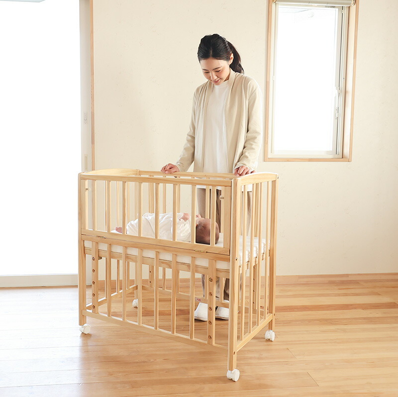 楽天市場】ベビーベッド リビングコット マットレス付き キャスター