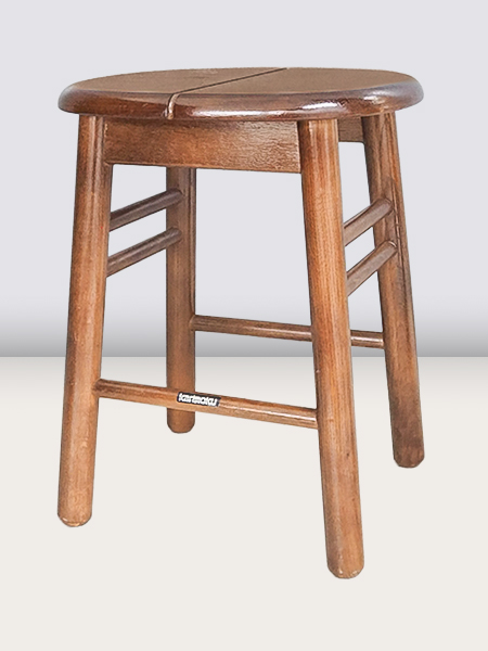 【希少】オールドカリモク 木製丸型スツール　頑丈　高級家具　日本製 丸スツール 木製 スツール 43cm ナチュラル カントリーテイスト