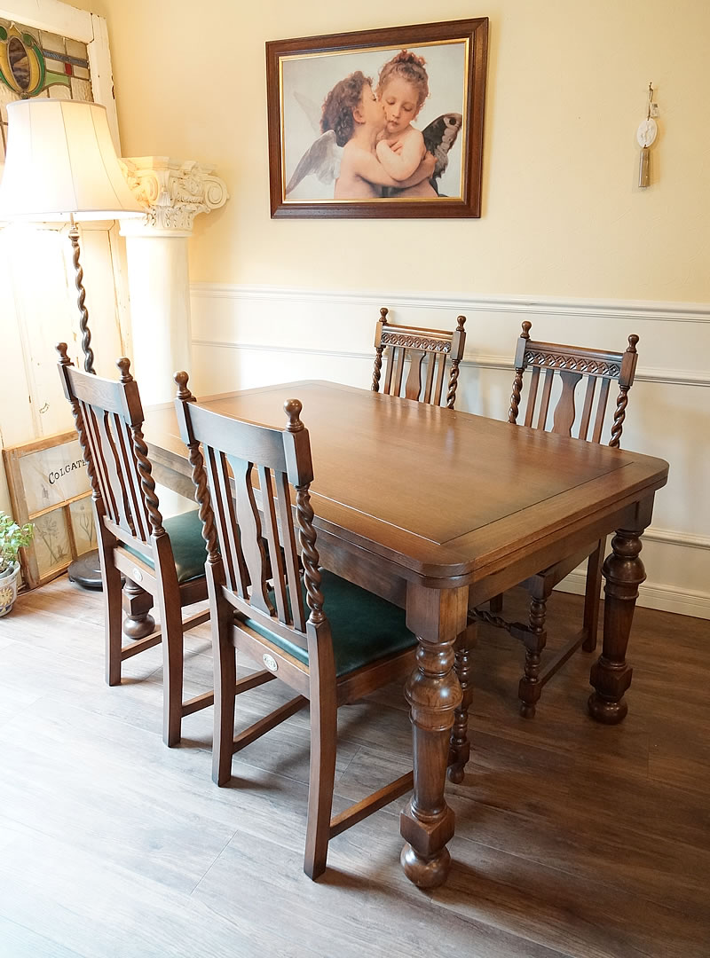 楽天市場】アンティーク家具調 ダイニングテーブル 伸縮 140-200 伸長