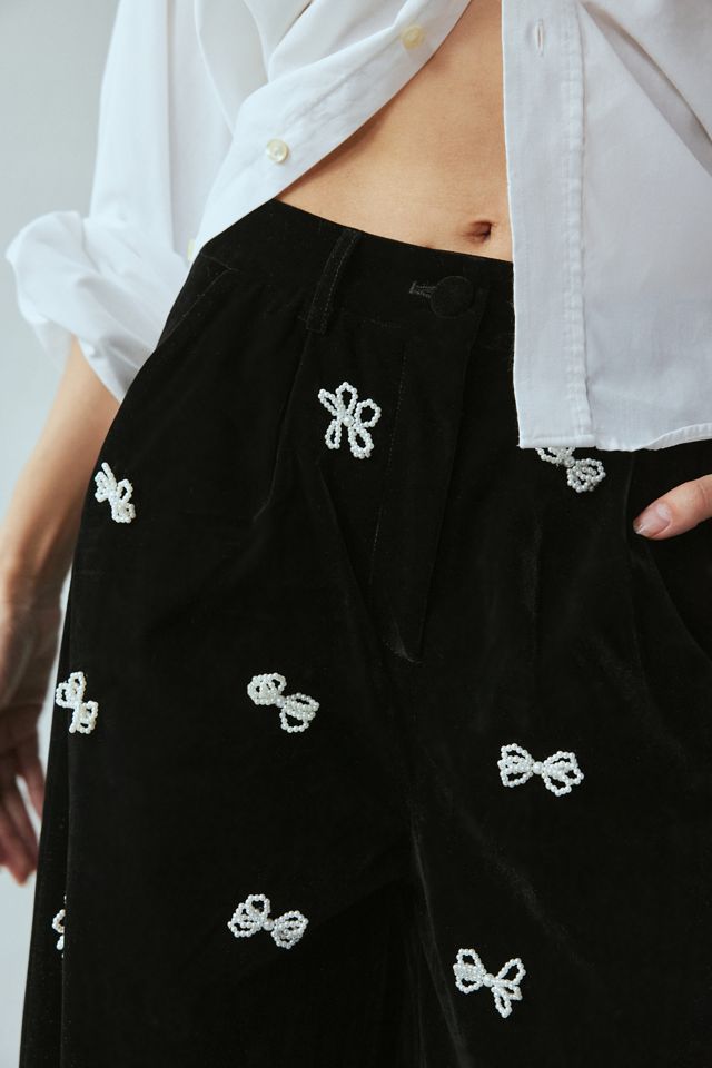 Sister Jane Dream Invitation Velvet Bow Trousers | Urban