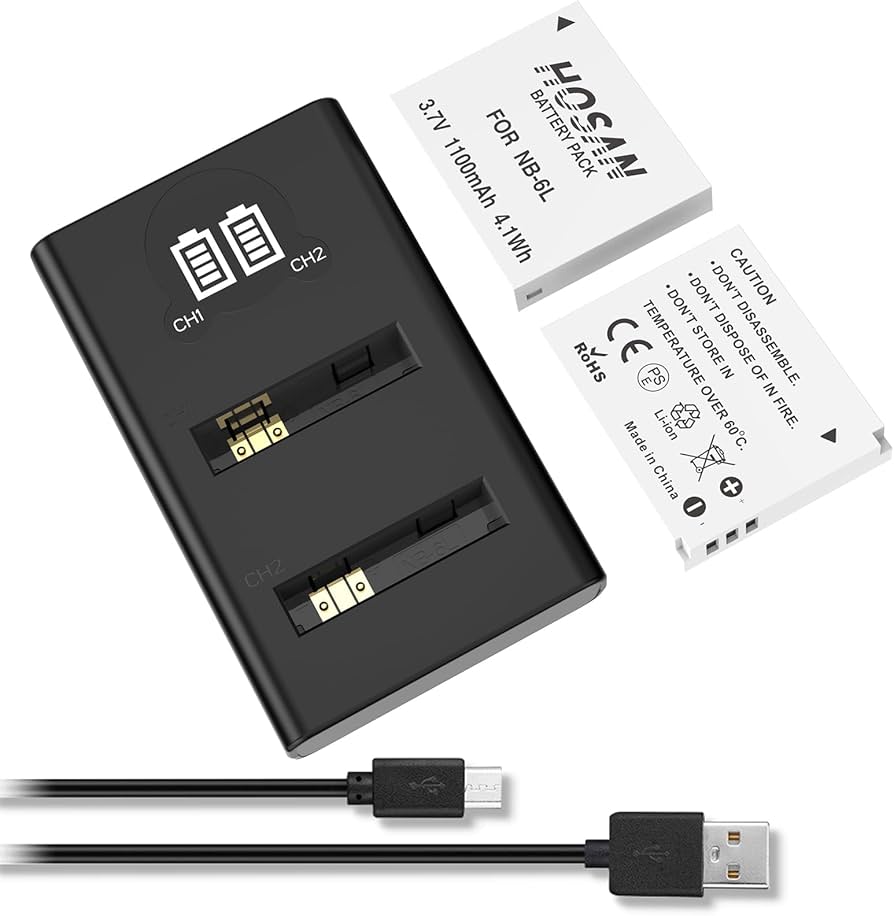 Amazon | HOSAN NB-6L 純正互換 バッテリー 2個 + USB 急速充電器 対応