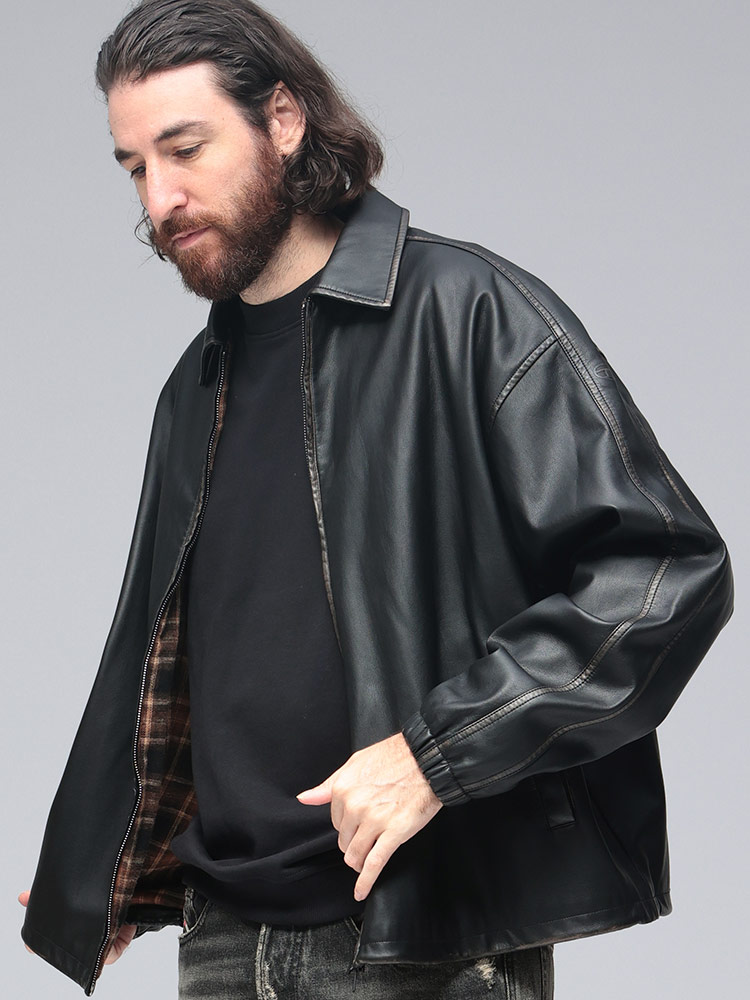 DIESEL (ディーゼル) 合成皮革 フルジップ ジャケット DSA192790LHBE