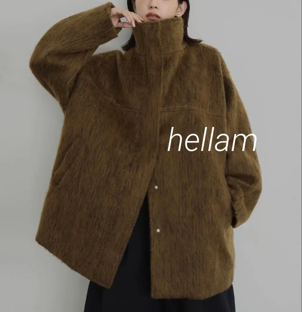 hellam シャギースタンドカラーコート マスタード - メルカリ