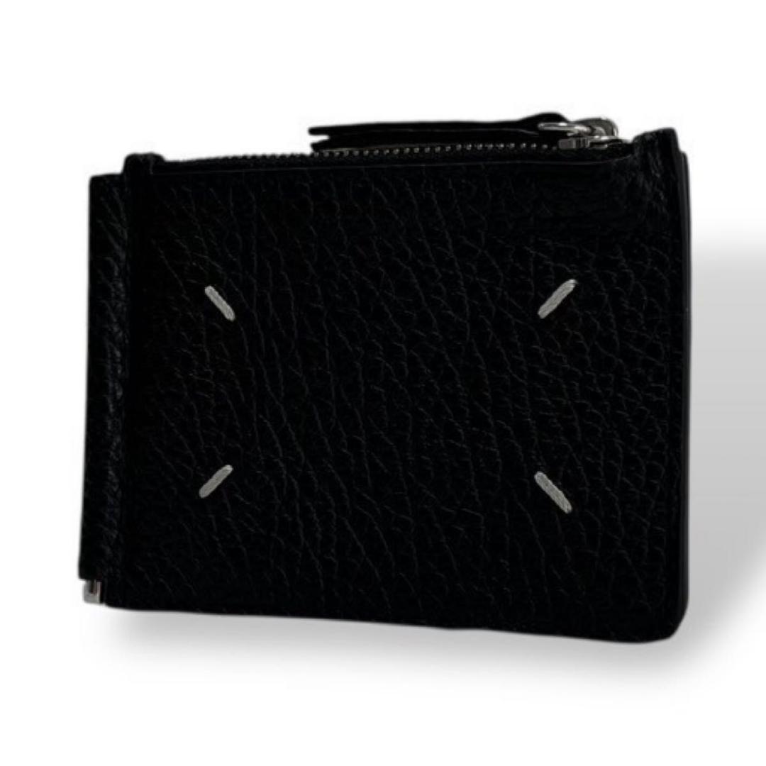 極美品 正規品 メゾンマルジェラ 4ステッチ マネークリップ シボ革 ブラック Maison Margiela（メゾンマルジェラ） メゾン マルジェラ 4ステッチ