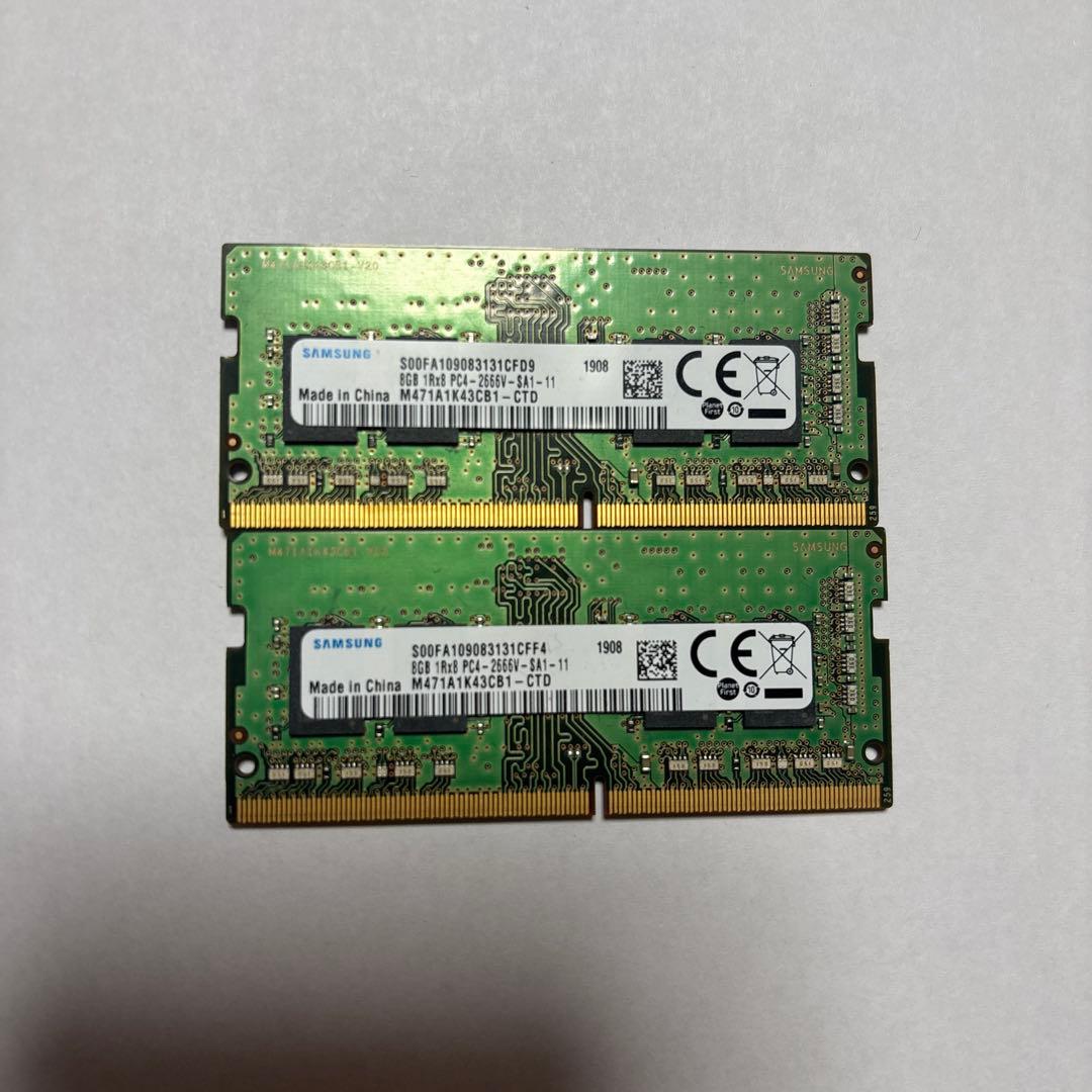 Samsung DDR4 2666Vメモリ16GB(8GB×2枚) ノートPC SAMSUNG（サムスン） SAMSUNG ddr4-21300 PC4-2666V 8GB 2枚で 16GB