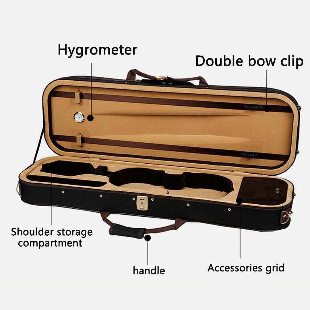 4/4 バイオリンケース軽量ブランケット、ストラップ2、湿度計付 Amazon.co.jp: バイオリンケース 4/4 フルサイズ ヴァイオリンケース
