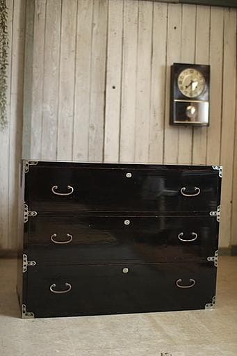 古い木製のチェスト　引き出し3段 チェスト 木製 3段 120幅 完成品 引き出し収納 ローチェスト タンス