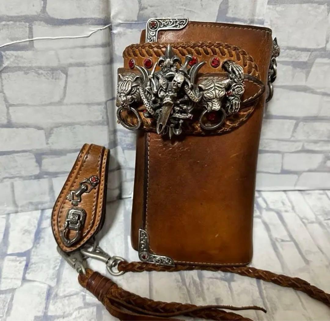 アルズニ ALZUNI 長財布 レザー シルバー カスタム バイカーウォレット