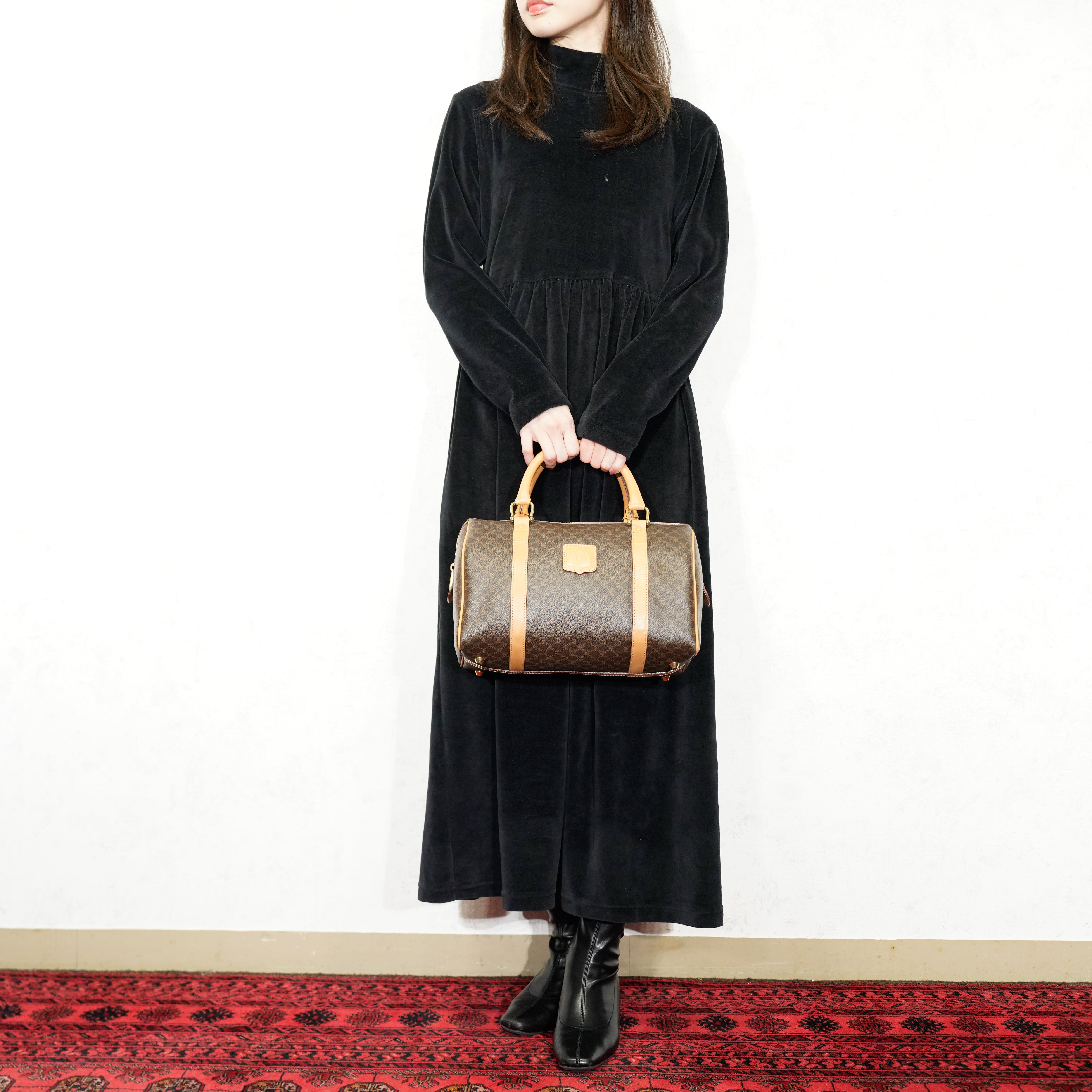 CELINE MACADAM PATTERNED BOSTON BAG MADE IN ITALY/オールドセリーヌ