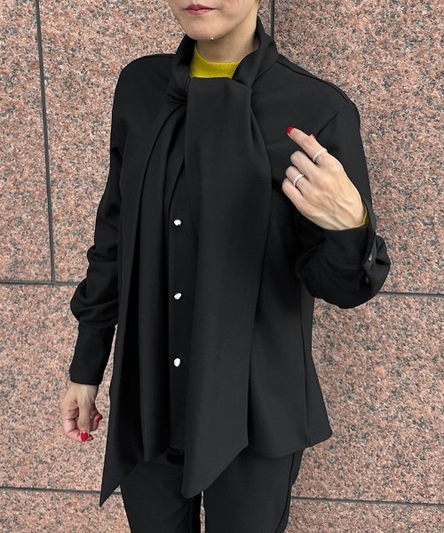 セール】日本製ブラウス見えジャケット（吸湿発熱生地）（その他