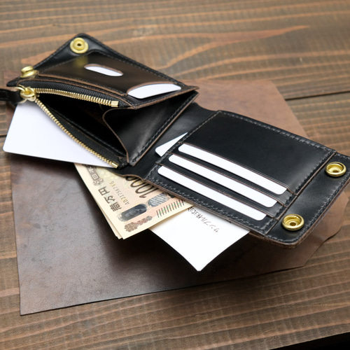 受注生産 クロムエクセル 二つ折りトラッカーウォレット S03-EXBK-G 二